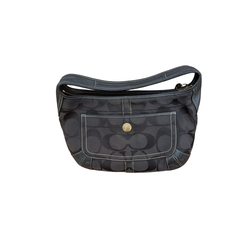 Coach Y2K 11290 Ergo Signature Black Canvas Leather Hobo Shoulder Bag